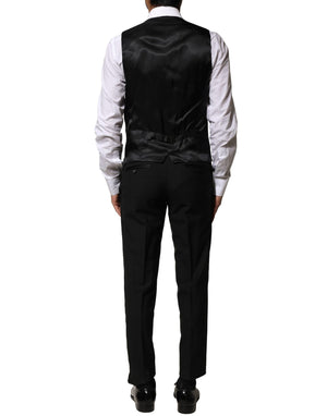 Dolce & Gabbana Black Wool 3 Piece Single Breasted Suit