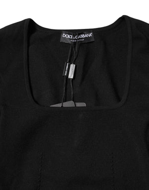 Dolce & Gabbana Black Square Neck Long Sleeves Pullover Top