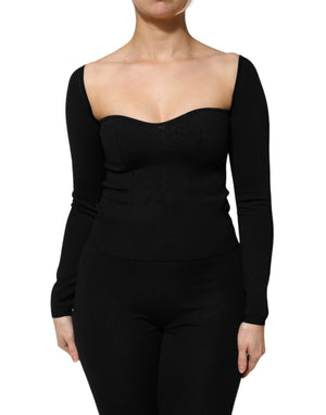 Dolce & Gabbana Black Viscose Long Sleeve Pullover Blouse Top