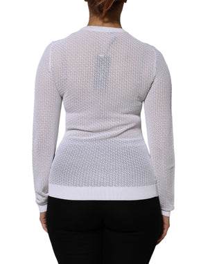 Dolce & Gabbana White Round Neck Long Sleeves Pullover Top