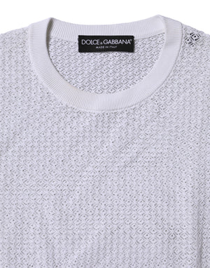 Dolce & Gabbana White Round Neck Long Sleeves Pullover Top