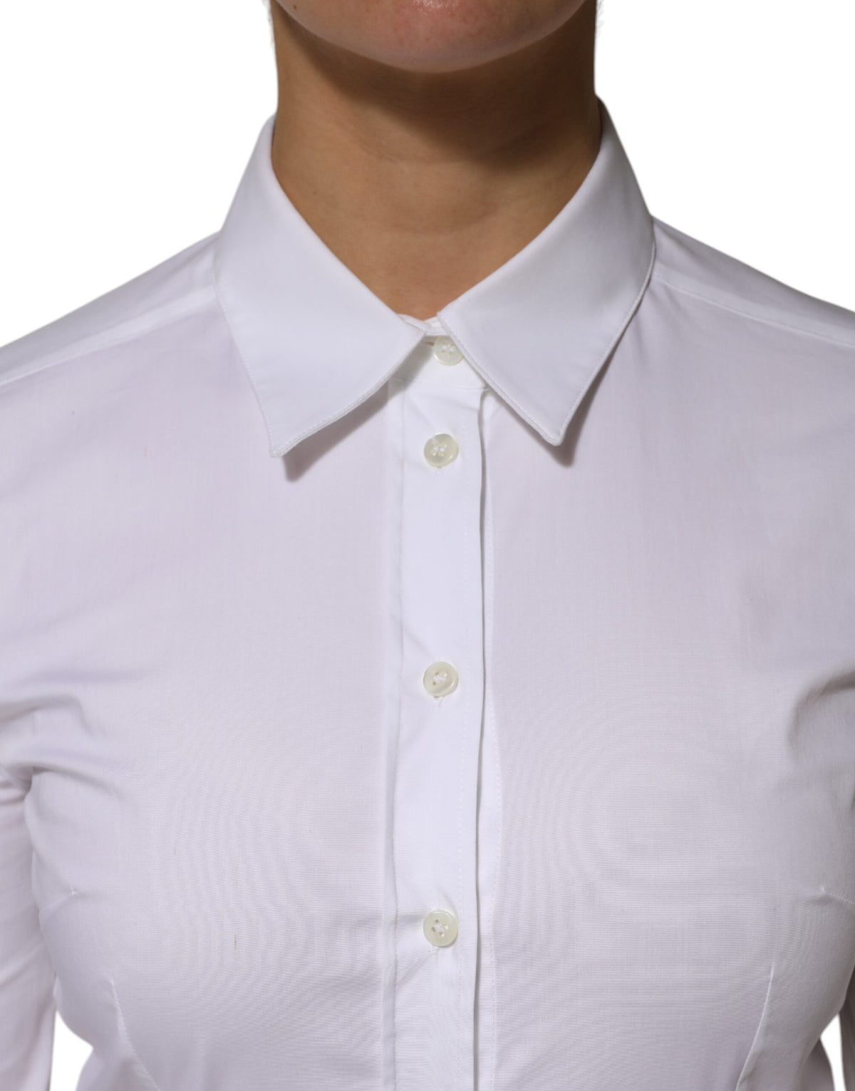 Dolce & Gabbana White Cotton Collared Long Sleeves Shirt Top