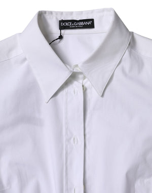 Dolce & Gabbana White Cotton Collared Long Sleeves Shirt Top
