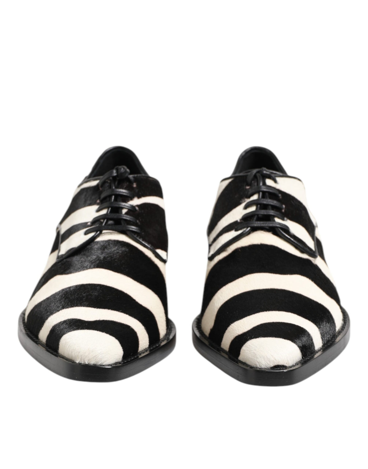Dolce & Gabbana Black White Zebra Pony Fur Dress Shoes