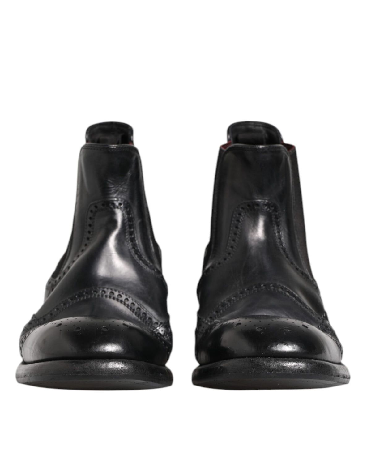 Dolce & Gabbana Black Leather Ankle Boots Slip On Shoes