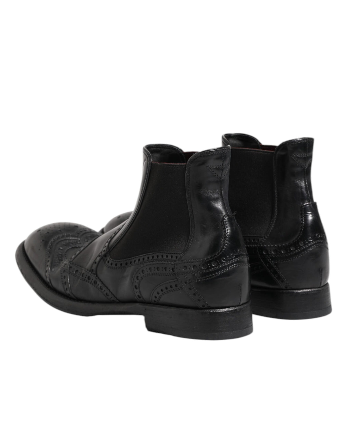 Dolce & Gabbana Black Leather Ankle Boots Slip On Shoes