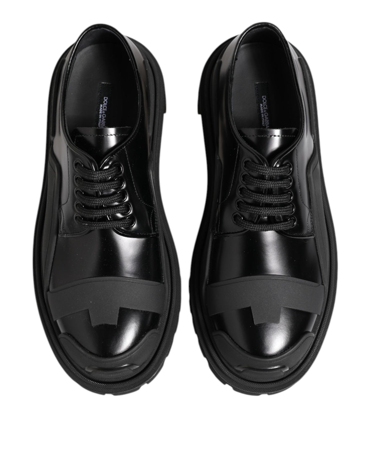 Dolce & Gabbana Black Patent Leather Trekking Derby Shoes