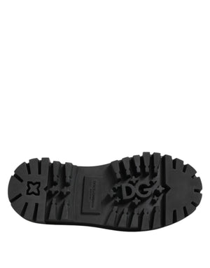 Dolce & Gabbana Black Patent Leather Trekking Derby Shoes