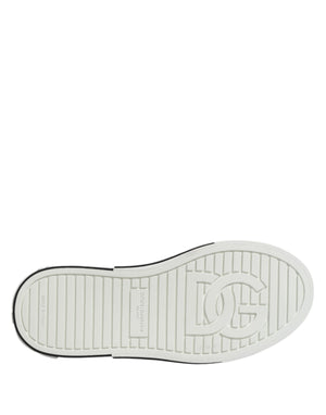 Dolce & Gabbana White Dotted Leather Slip On Men Sneakers Shoes