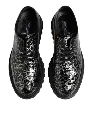Dolce & Gabbana Black White Calfskin Chunky Derby Shoes