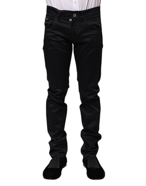 Dolce & Gabbana Black Cotton Skinny Mid Waist Pants