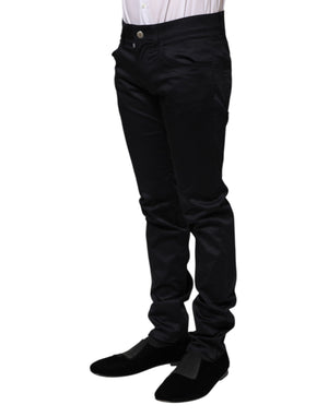 Dolce & Gabbana Black Cotton Skinny Mid Waist Pants