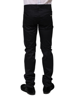 Dolce & Gabbana Black Cotton Skinny Mid Waist Pants