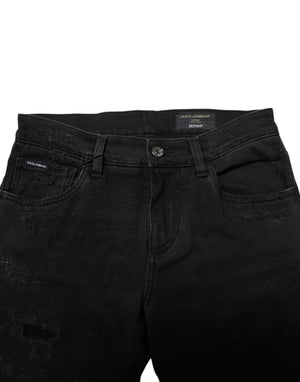Dolce & Gabbana Black Cotton Skinny Men Denim Jeans