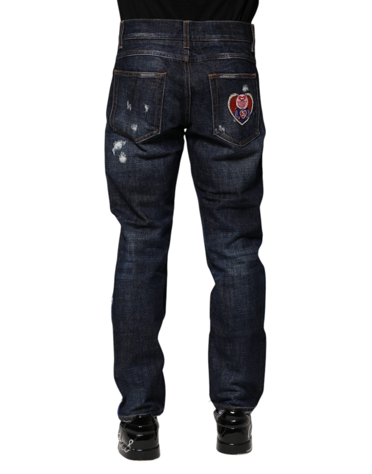 Dolce & Gabbana Dark Blue Tattered Skinny Denim Jeans