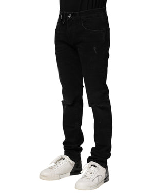 Dolce & Gabbana Black Cotton Skinny Men Denim Jeans