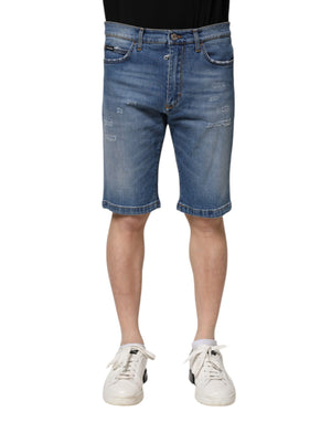 Dolce & Gabbana Blue Cotton Stretch Men Denim Bermuda Shorts