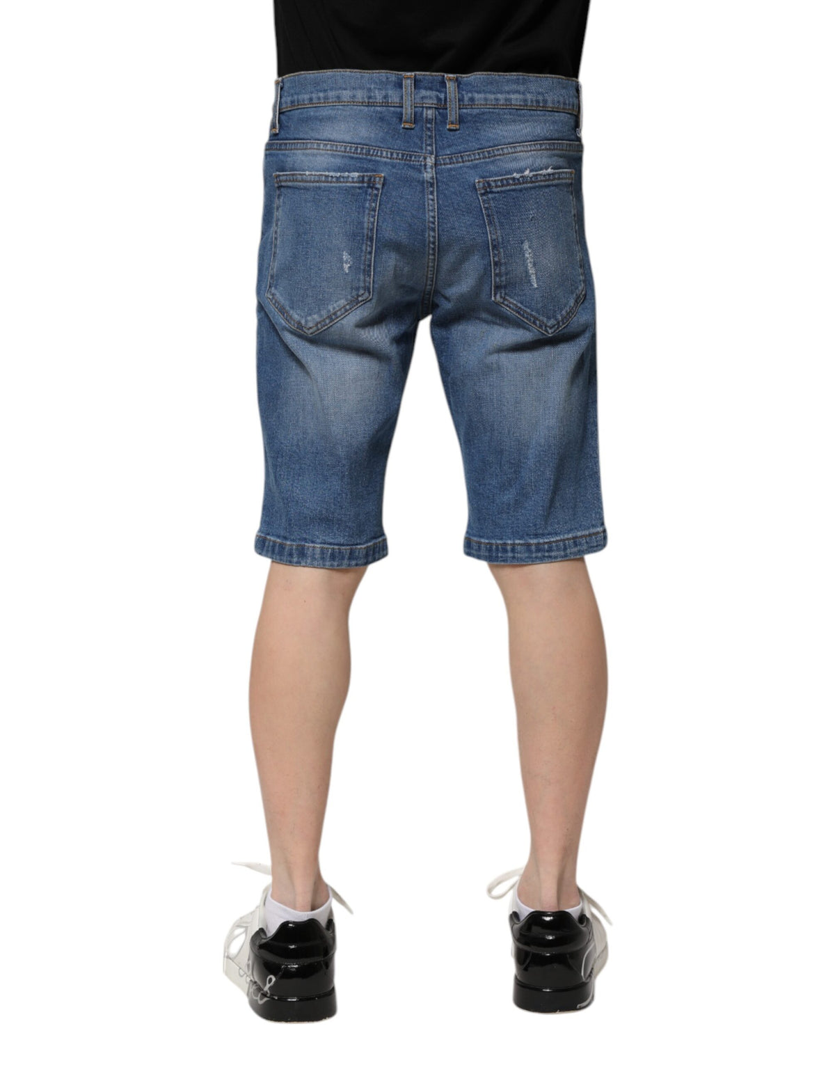 Dolce & Gabbana Blue Cotton Stretch Men Denim Bermuda Shorts