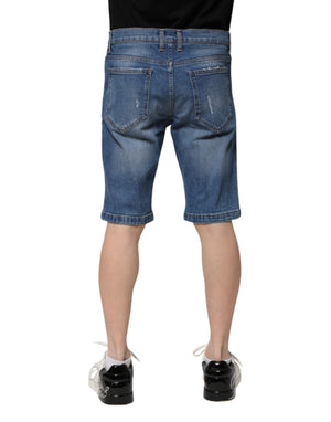 Dolce & Gabbana Blue Cotton Stretch Men Denim Bermuda Shorts