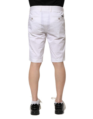 Dolce & Gabbana White Cotton Stretch Men Denim Bermuda Shorts