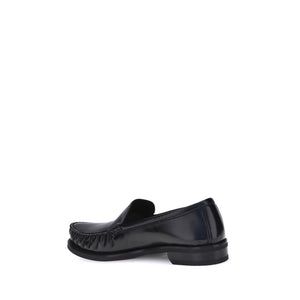 Prada Black Calf Leather Bos Taurus Slip-On Loafers