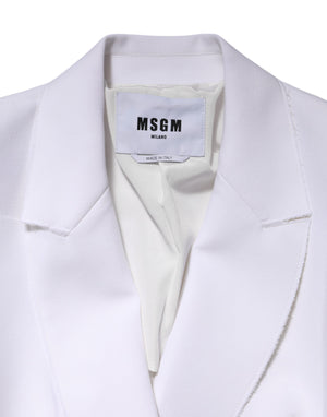 MSGM White Polyester Long Sleeves Ruffled Wrap Jacket