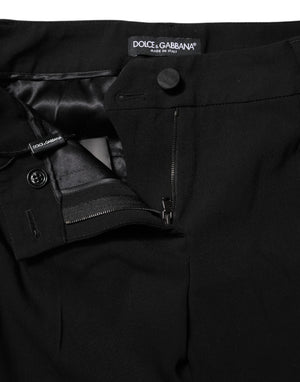 Dolce & Gabbana Black Wool Mid Waisted Tapered Dress Pants