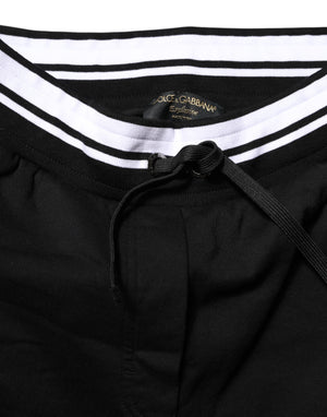 Dolce & Gabbana Black Cotton Mid Waist Jogger Pants