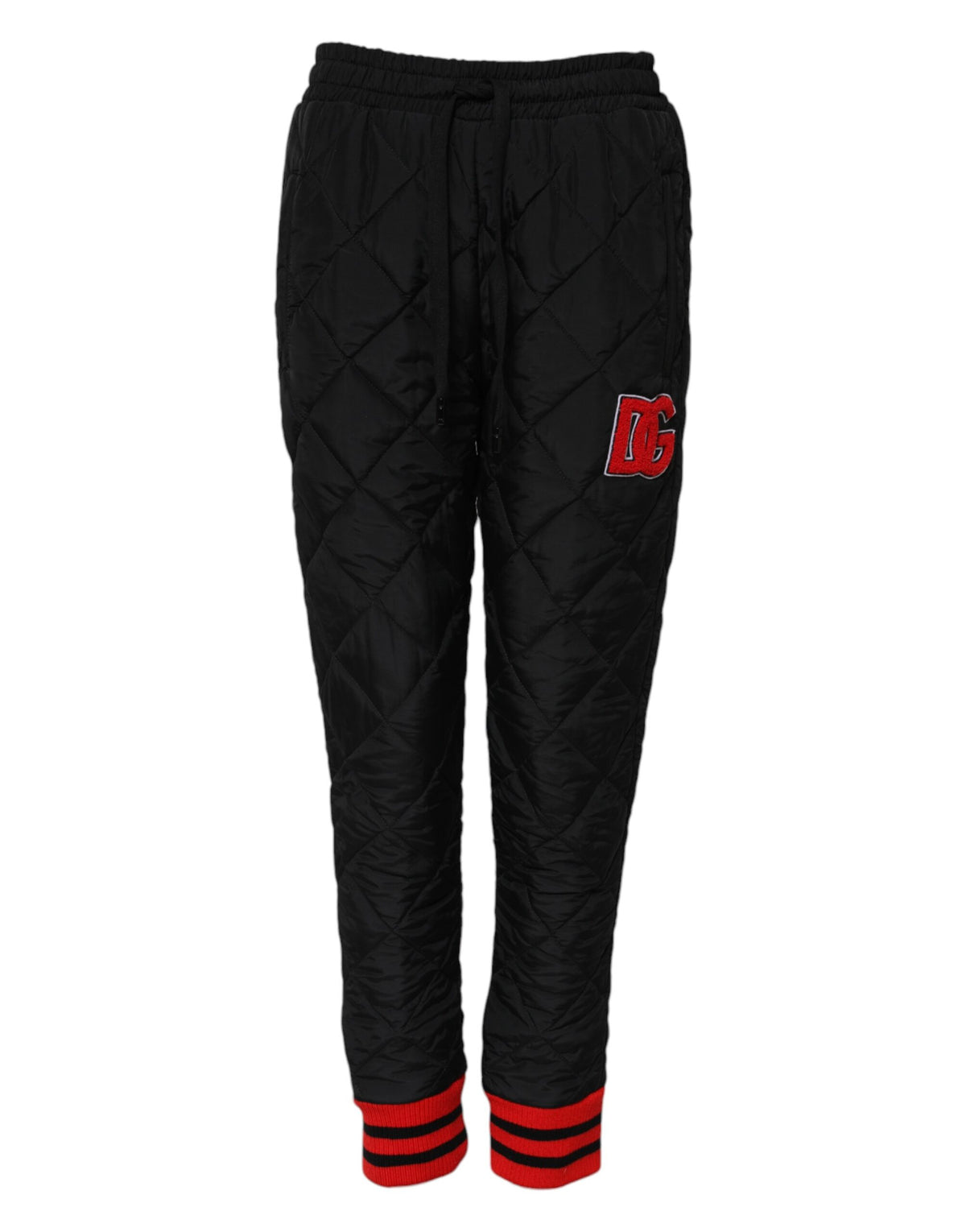 Dolce & Gabbana Black Quilted Mid Waist Jogger Pants