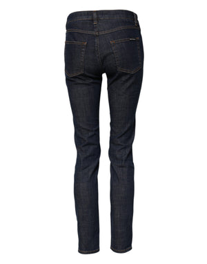 Dolce & Gabbana Blue Skinny Cotton Mid Waisted Denim Jeans