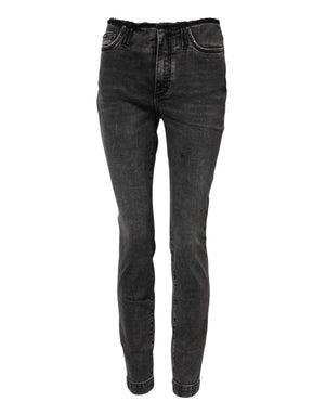 Dolce & Gabbana Gray Skinny Cotton Mid Waisted Denim Jeans