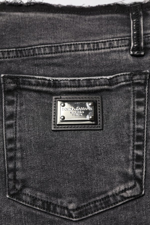 Dolce & Gabbana Gray Skinny Cotton Mid Waisted Denim Jeans