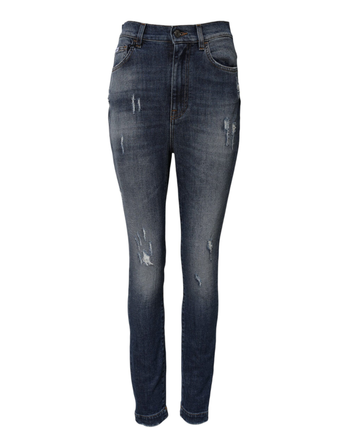 Dolce & Gabbana Blue Washed Cotton High Waisted Denim Jeans