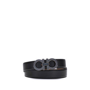 Ferragamo Black Calf Leather Bos Taurus Regular Belt