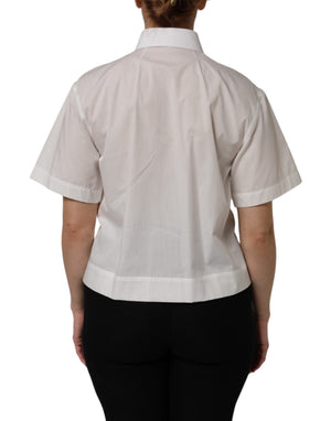 Dolce & Gabbana White Cotton Short Sleeves Collared Top Shirt
