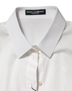 Dolce & Gabbana White Cotton Short Sleeves Collared Top Shirt