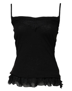 Scervino Street Black Wool Sleeveless Square Neck Tank Top