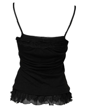 Scervino Street Black Wool Sleeveless Square Neck Tank Top