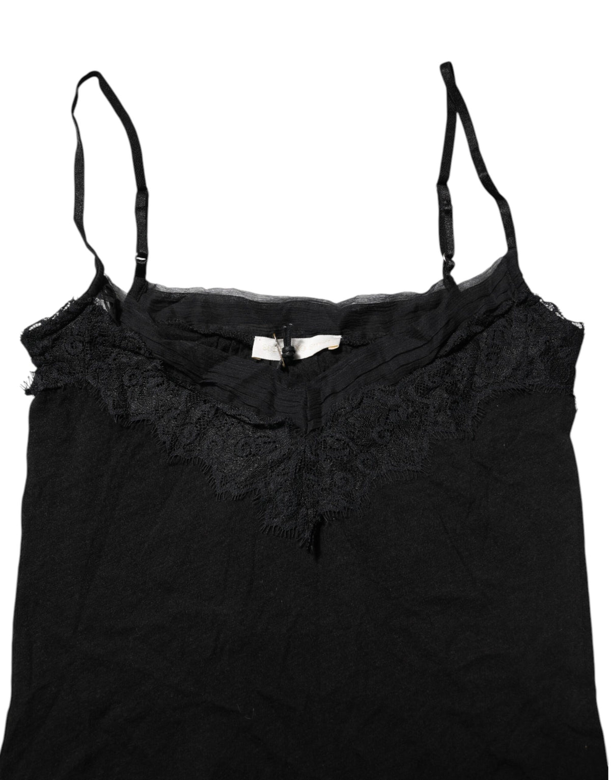 Scervino Street Black Wool Sleeveless Square Neck Tank Top