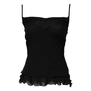 Scervino Street Black Wool Sleeveless Square Neck Tank Top