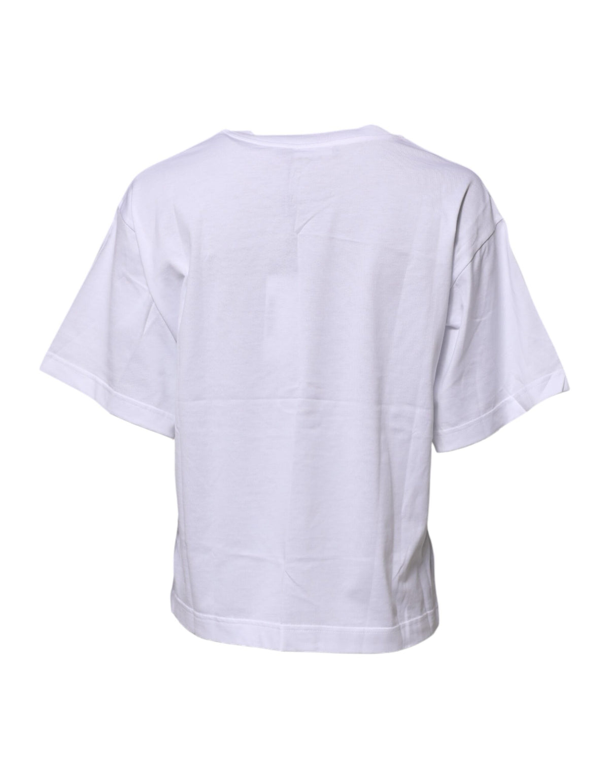 Dolce & Gabbana White Cotton Graphic Print Crew Neck T-shirt