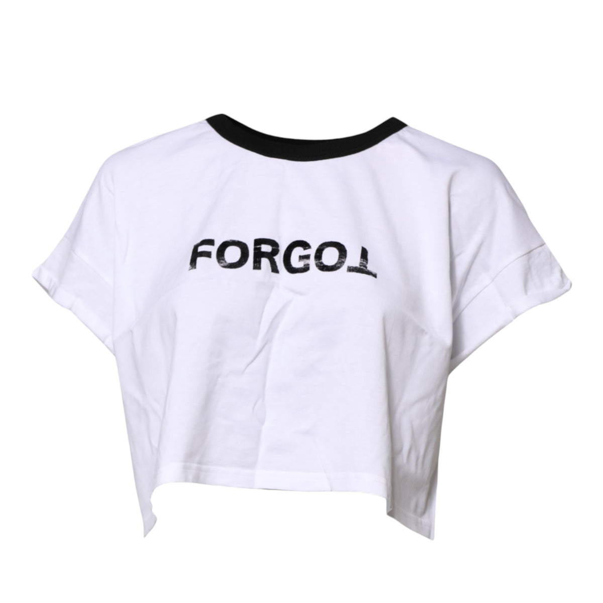 Dolce & Gabbana White Graphic Print Crew Neck Cropped T-shirt