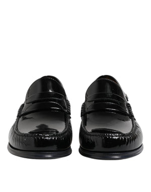 Dolce & Gabbana Black Leather Slip On Loafers Dress Shoes
