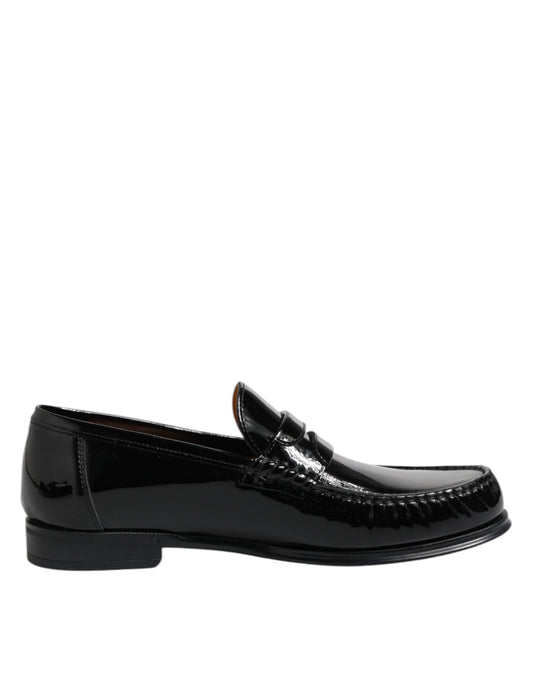 Dolce & Gabbana Black Leather Slip On Loafers Dress Shoes