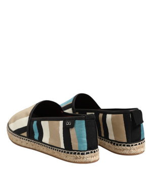 Dolce & Gabbana Multicolor Stripes Canvas Flat Espadrille Shoes