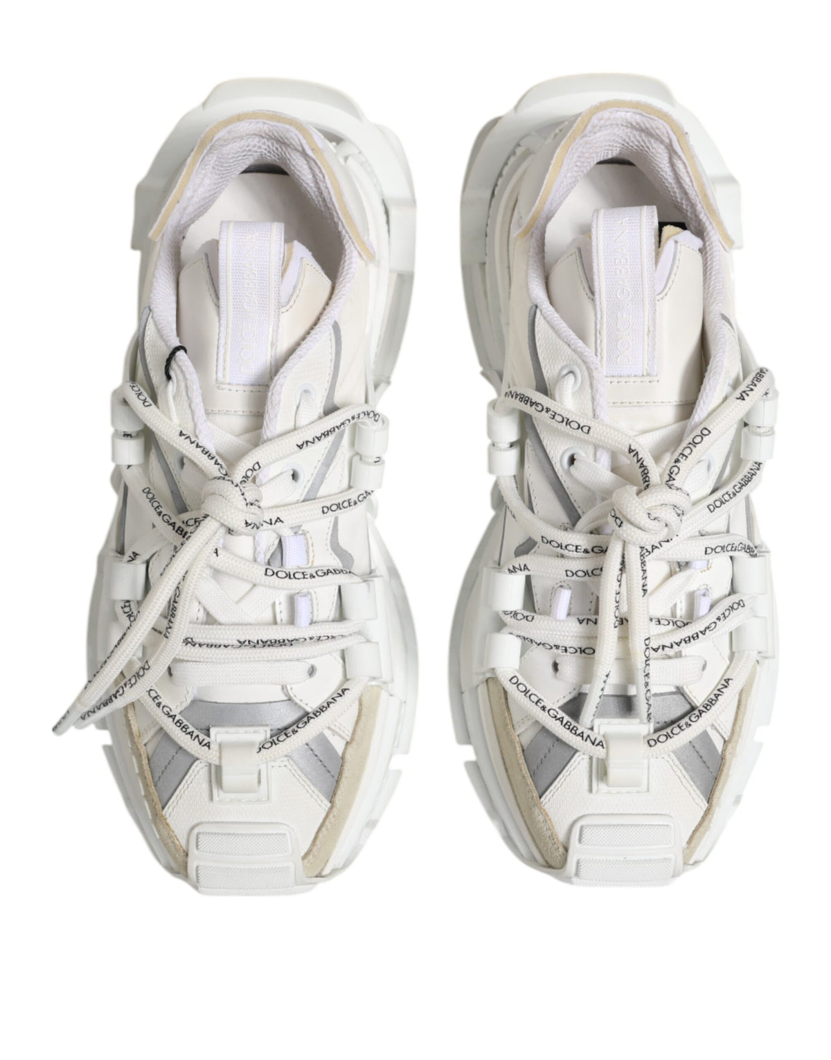 Dolce & Gabbana White Gray Low Top Space Sneakers Shoes