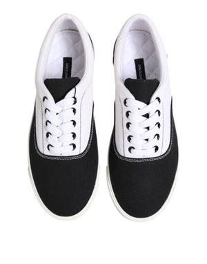 Dolce & Gabbana Black Cotton Canvas Lace Up Men Sneakers Shoes