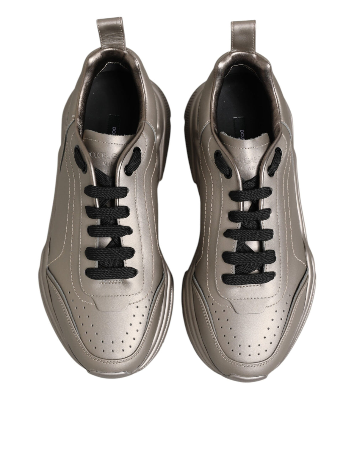 Dolce & Gabbana Silver DAYMASTER Leather Men Sneakers Shoes