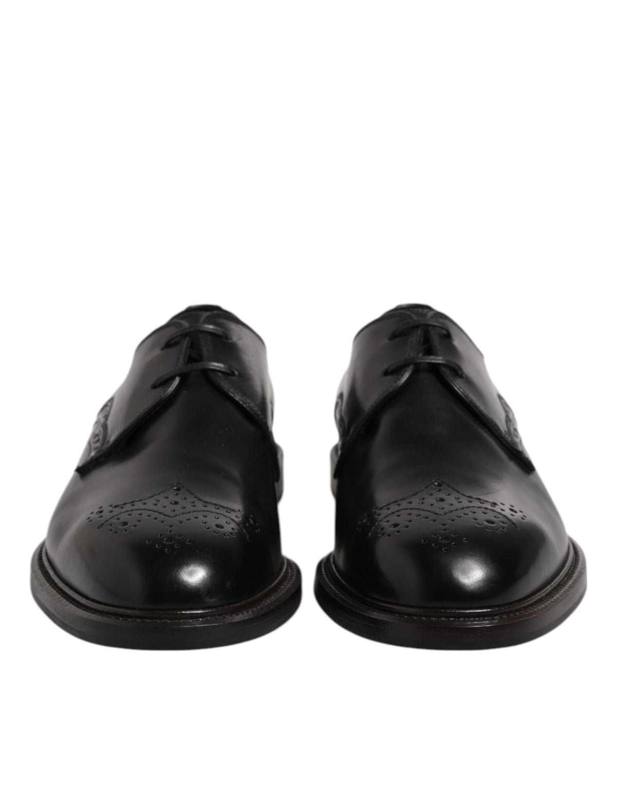 Dolce & Gabbana Black Leather Derby Wingtip Formal Shoes