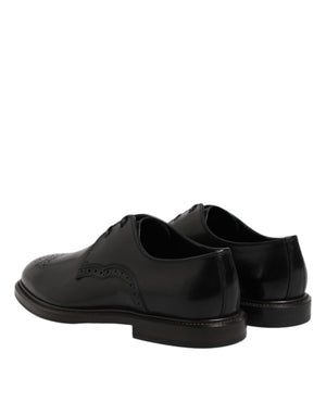Dolce & Gabbana Black Leather Derby Wingtip Formal Shoes